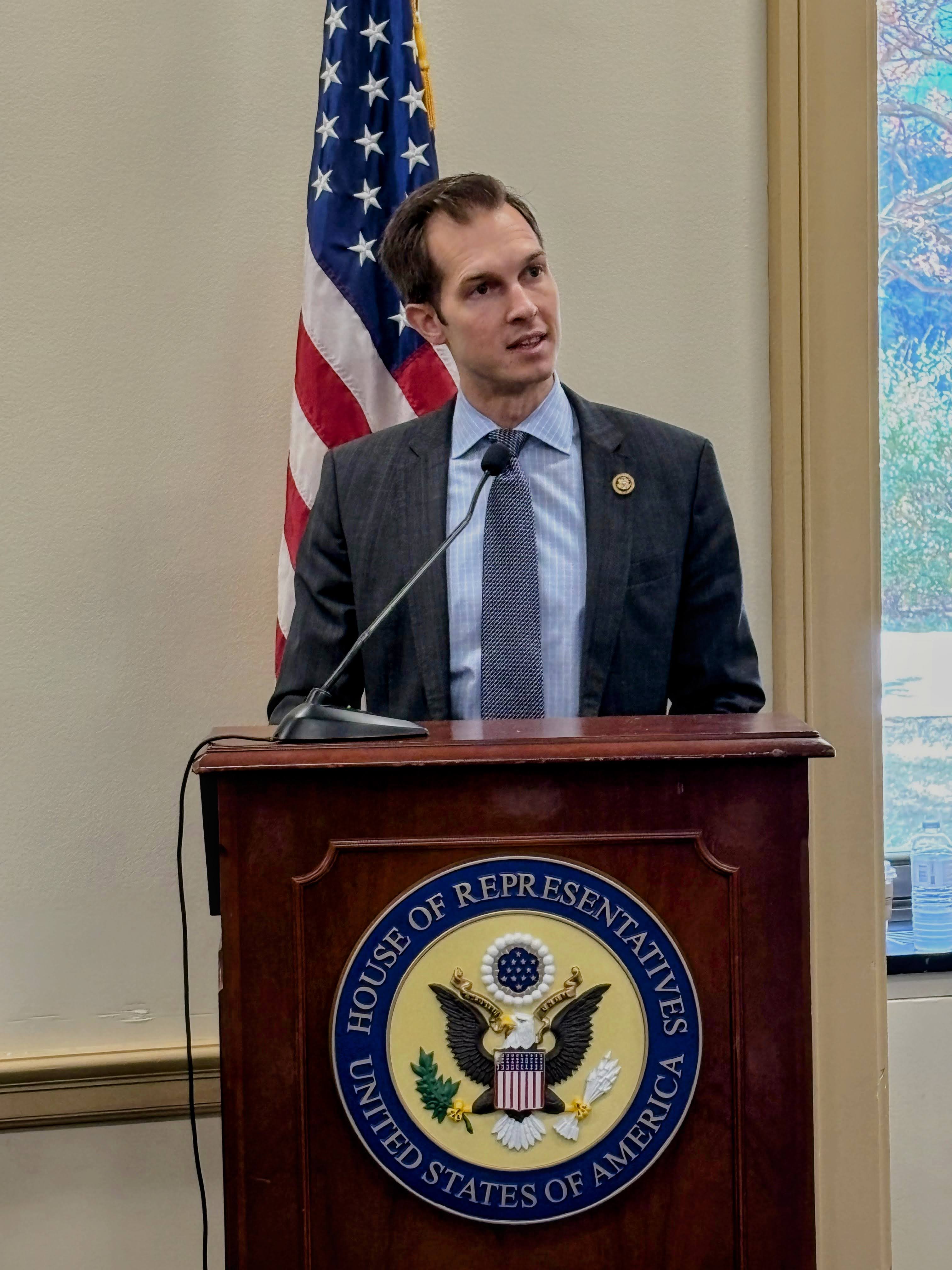 U.S. Rep. Jake Auchincloss speaks at the APCI Drug Pricing Forum