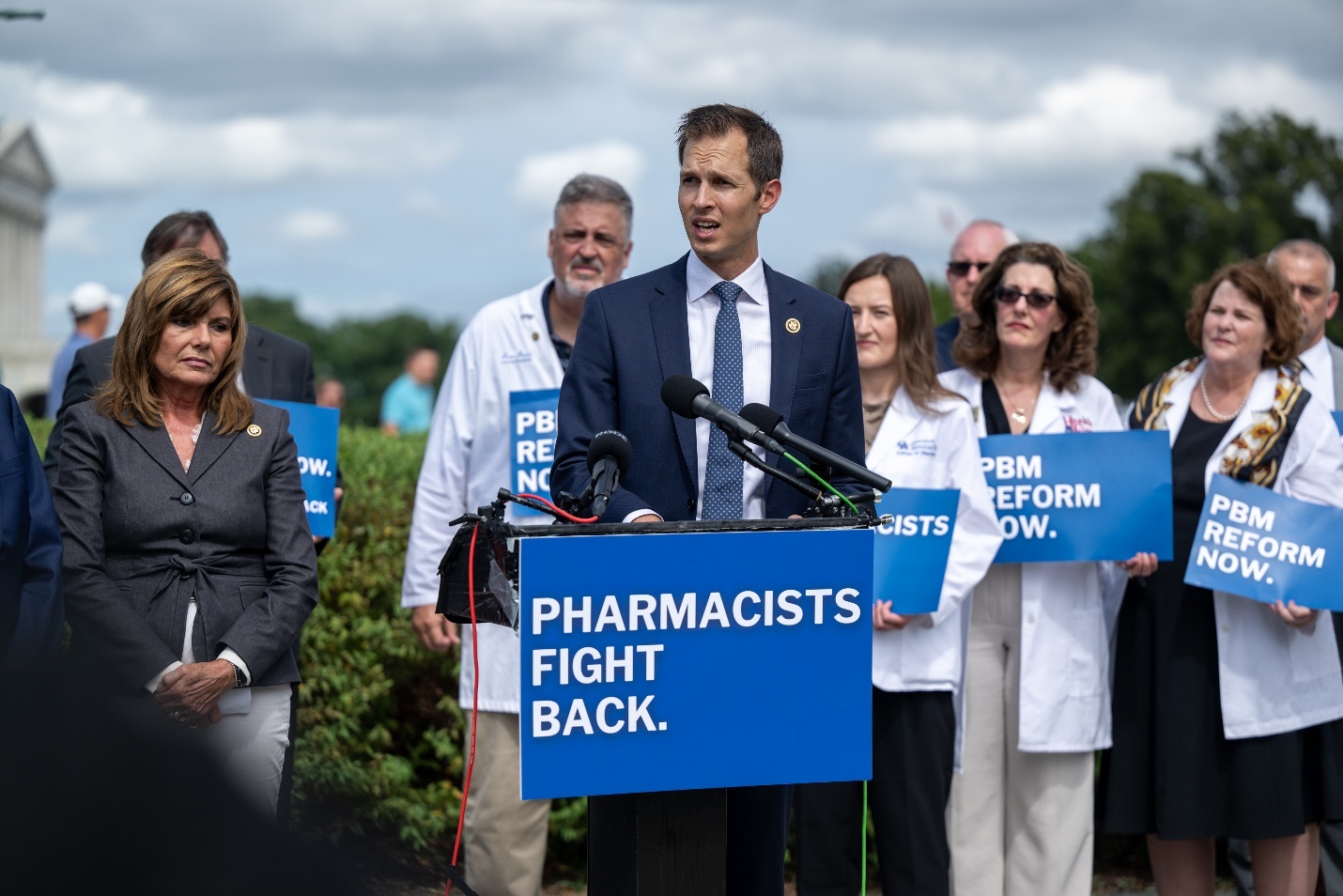 Rep. Jake Auchincloss speaks at the PFBA press conference